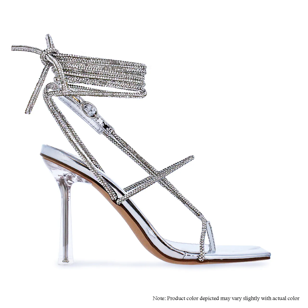 ALEXANDRA-1 ALL-RHINESTONE TUBE STRAPS CLEAR HEEL-SILVER