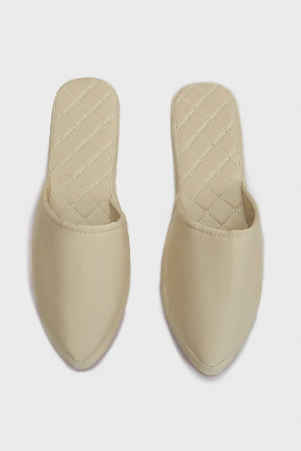 Beige Satin Slip-ons