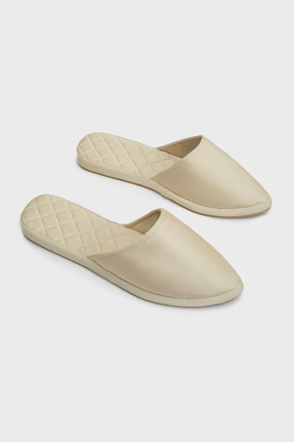 Beige Satin Slip-ons