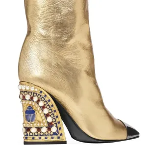 Bejeweled Wedge Laarzen met Juweelversiering