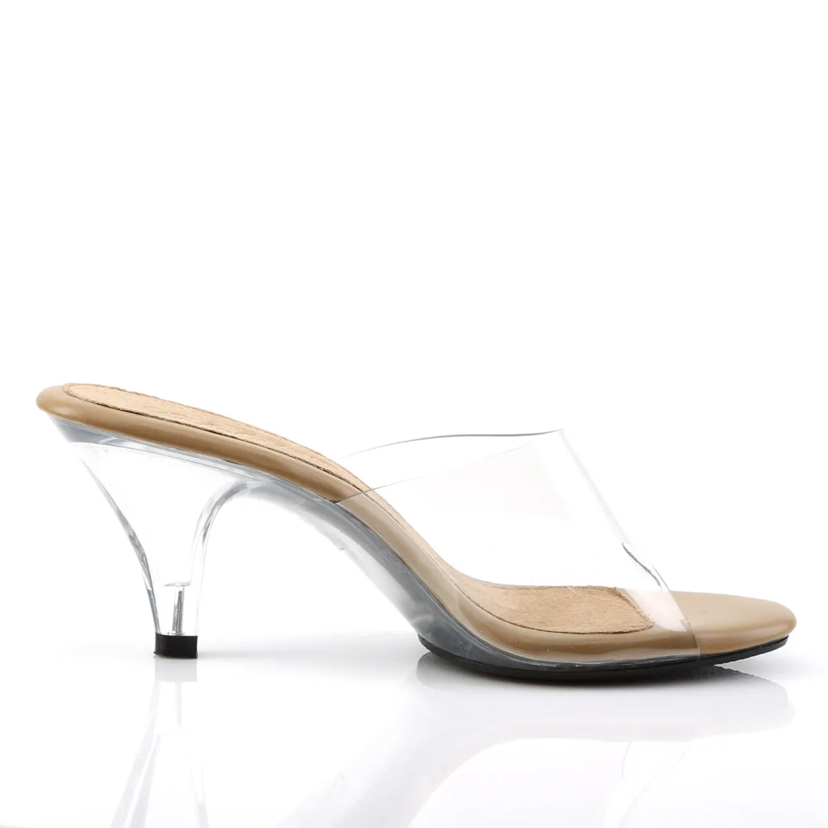 BELLE-301 Fabulicious 3" Belle Clear/Tan Sexy Shoes (High Heels)