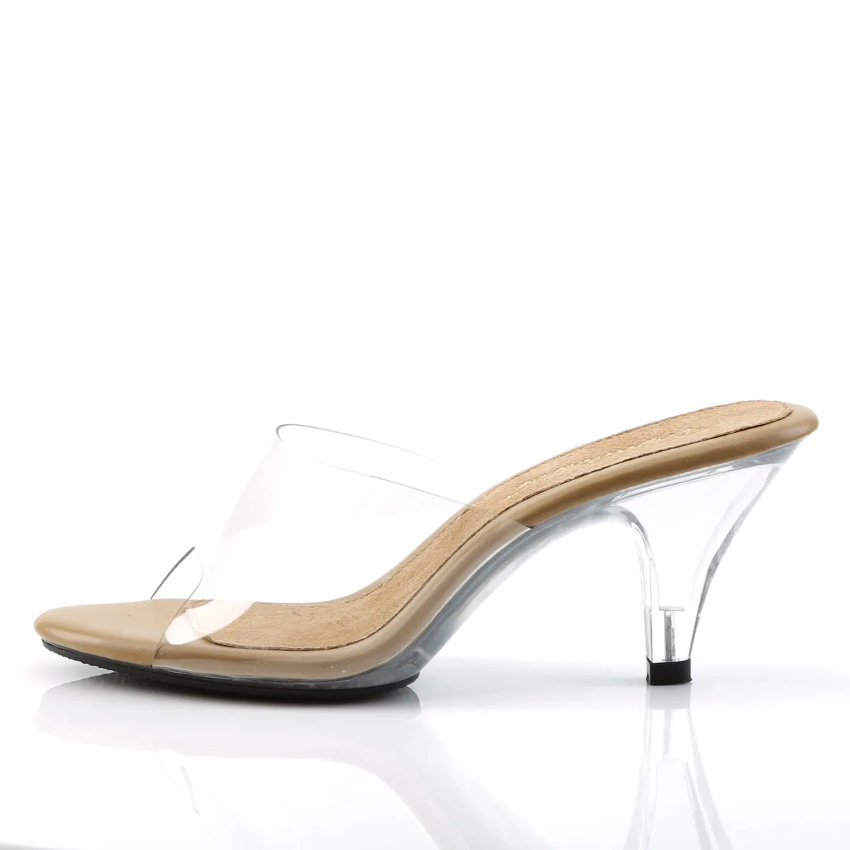BELLE-301 Fabulicious 3" Belle Clear/Tan Sexy Shoes (High Heels)