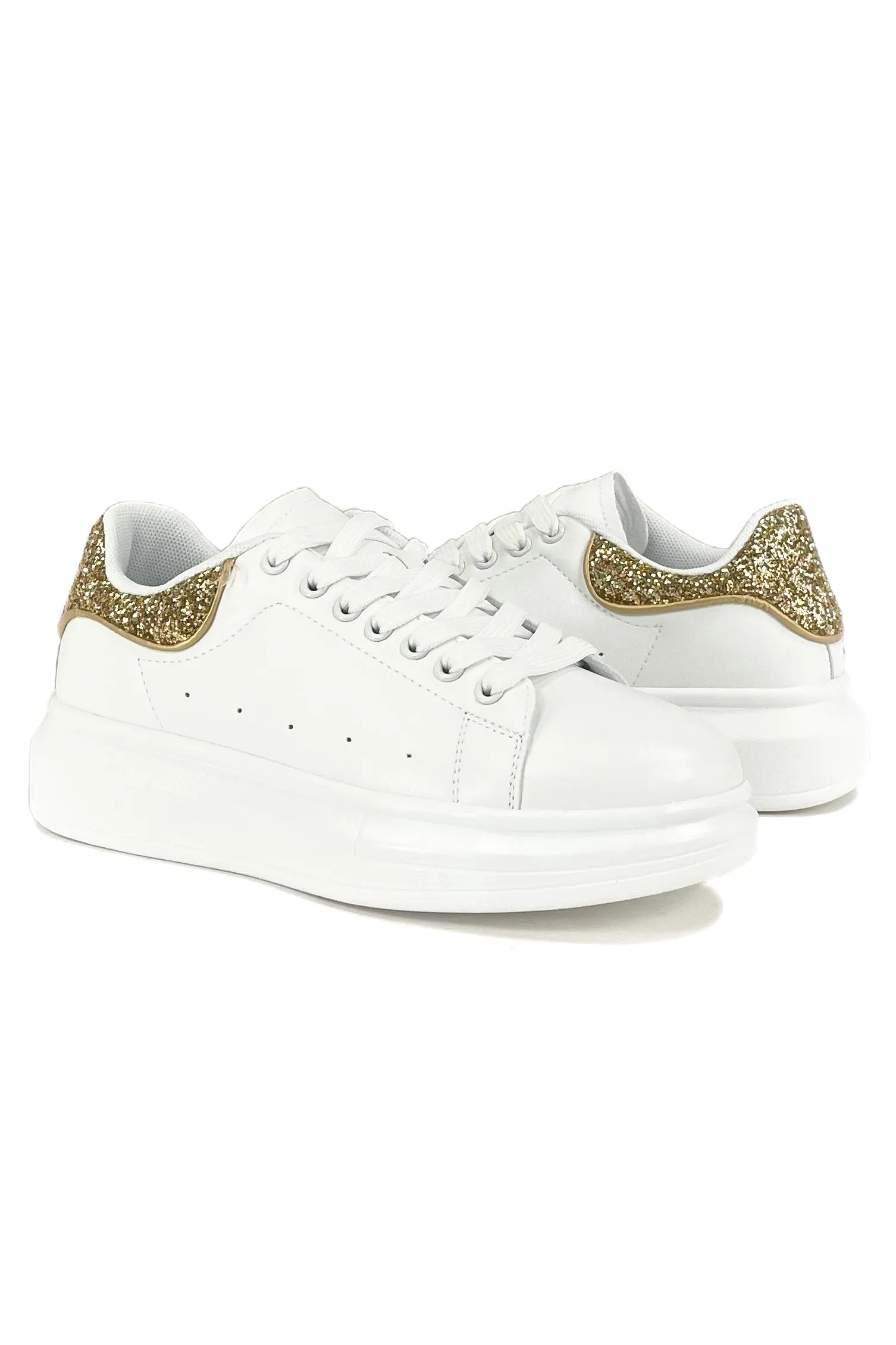 Better Days Ahead Platform Sneakers in Gold Glitter