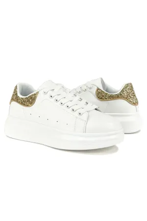 Better Days Ahead Platform Sneakers in Gold Glitter