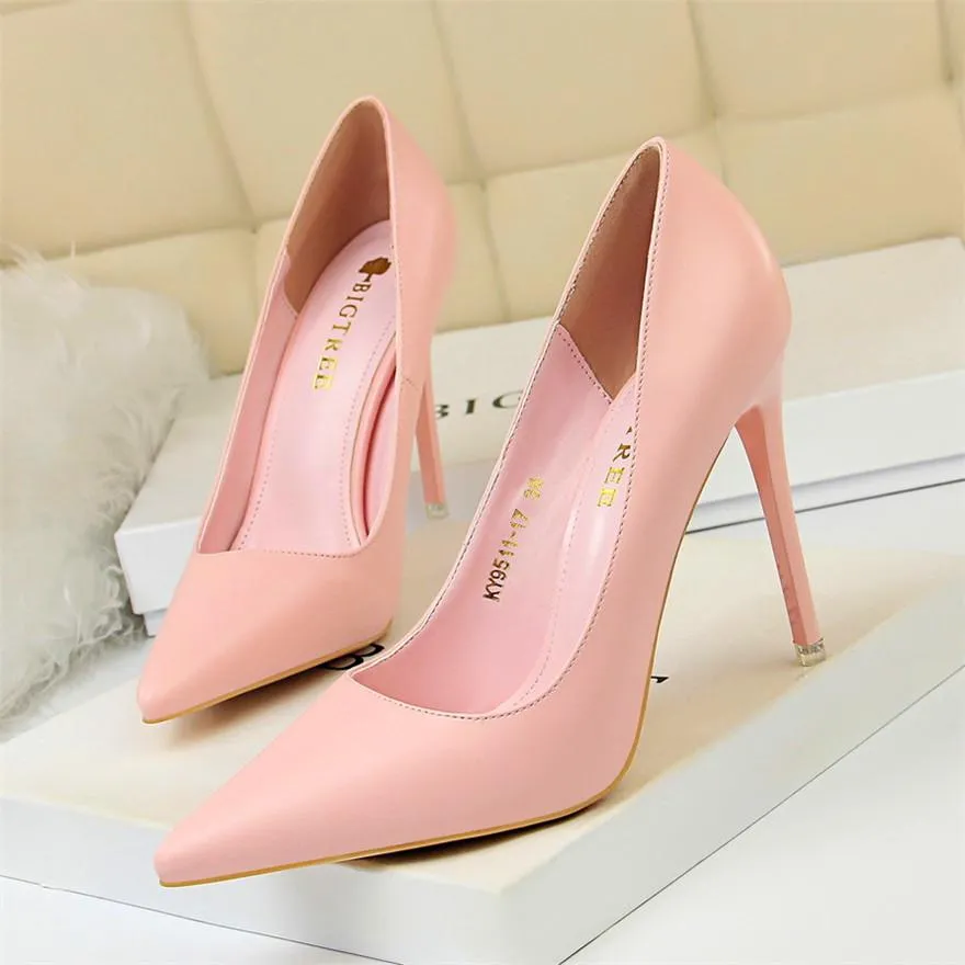 Candy Colors Pointed Toe Slip On Pumps
