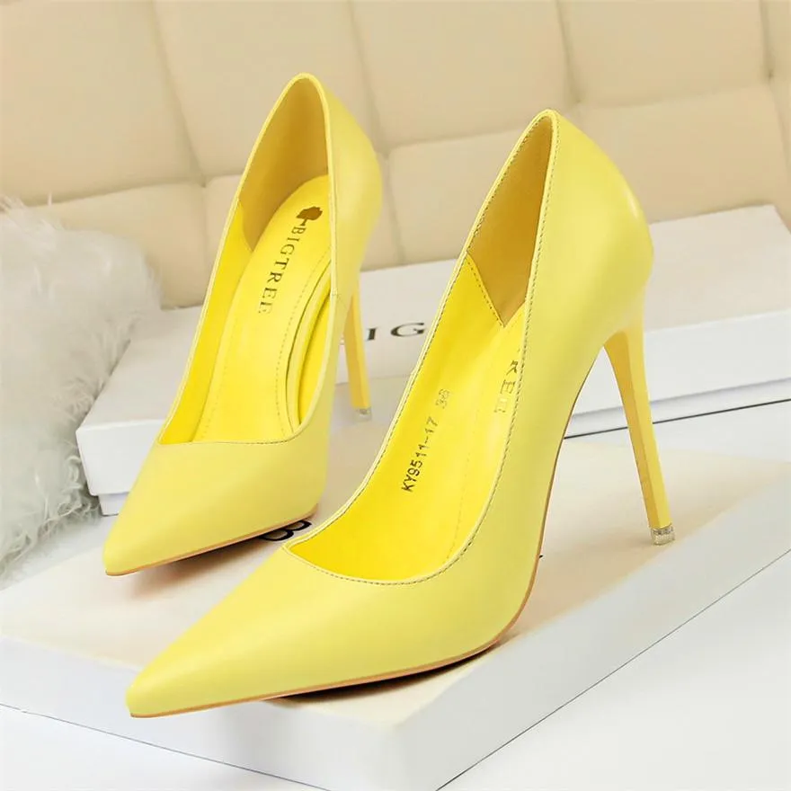 Candy Colors Pointed Toe Slip On Pumps