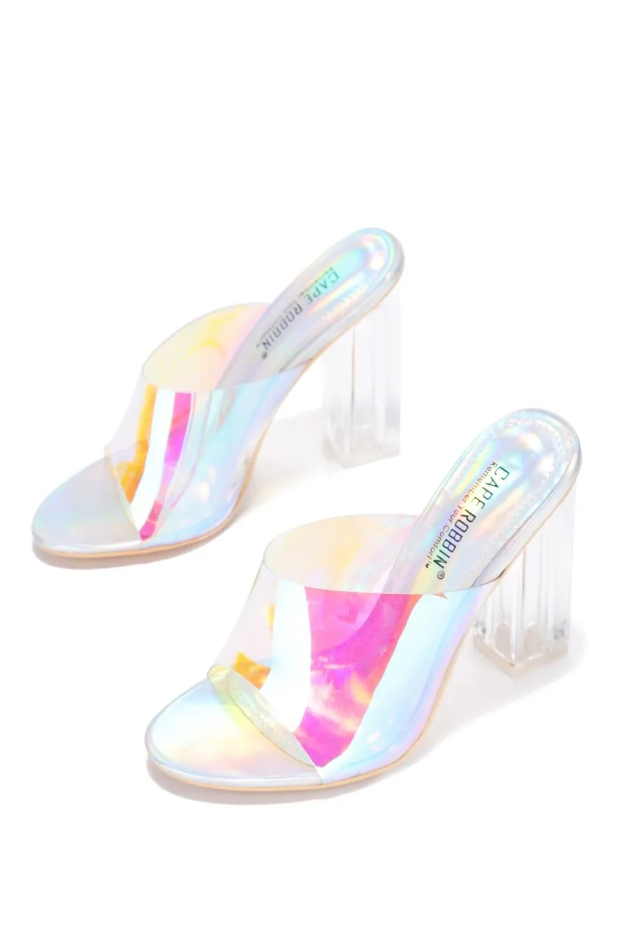 Cape Robbin Fusion Transparent Clear Chunky Block Heels