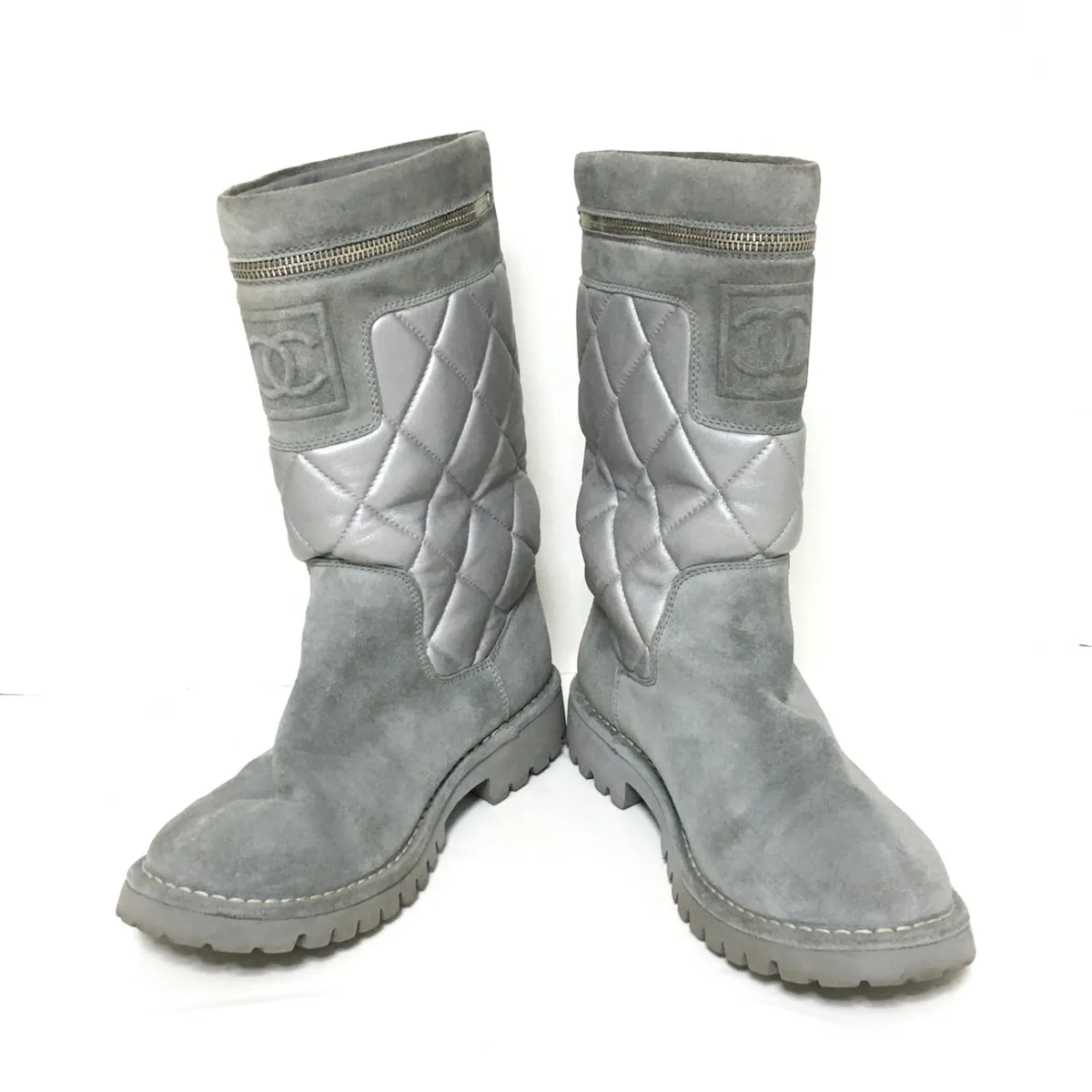 Chanel Grey Boots, 37.5