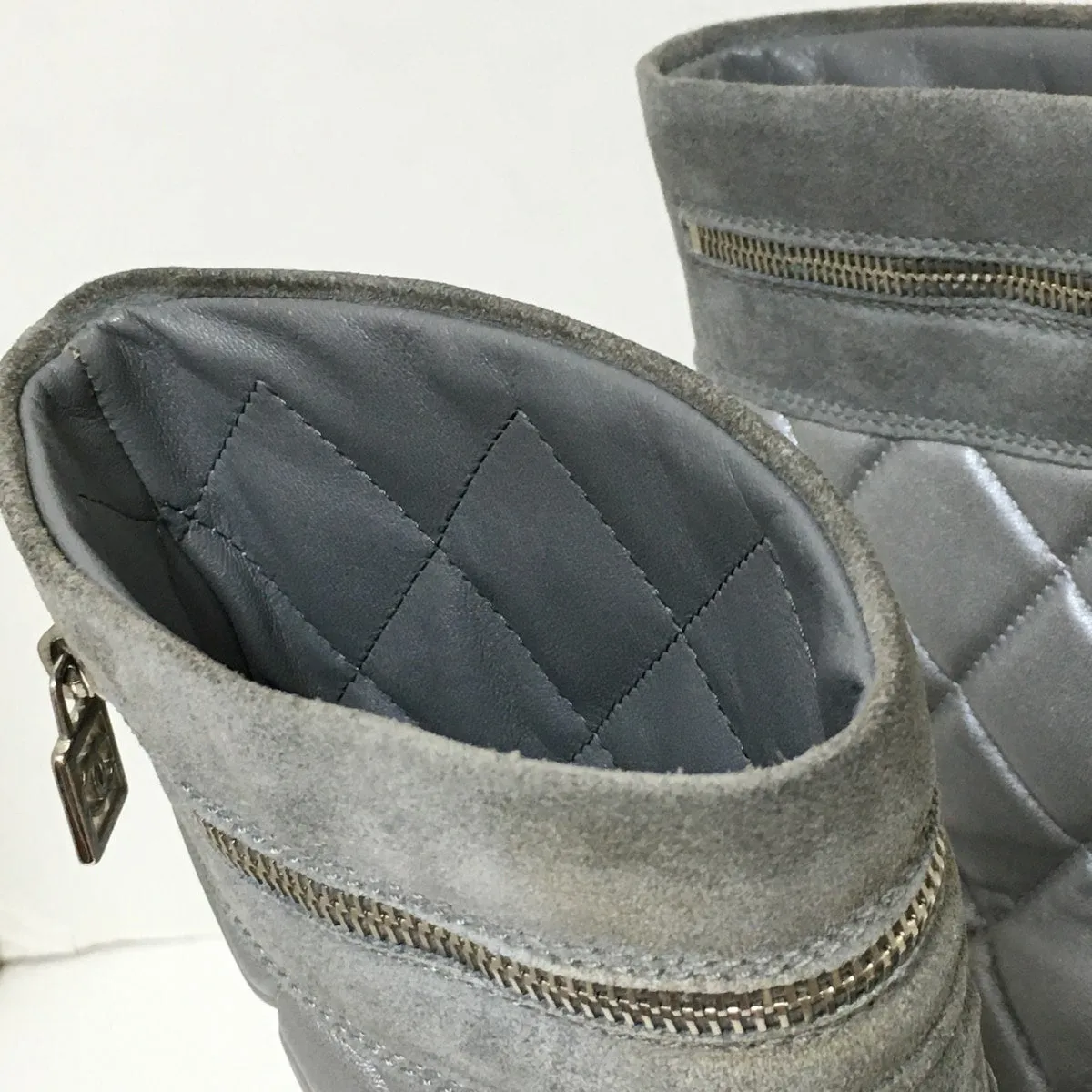 Chanel Grey Boots, 37.5