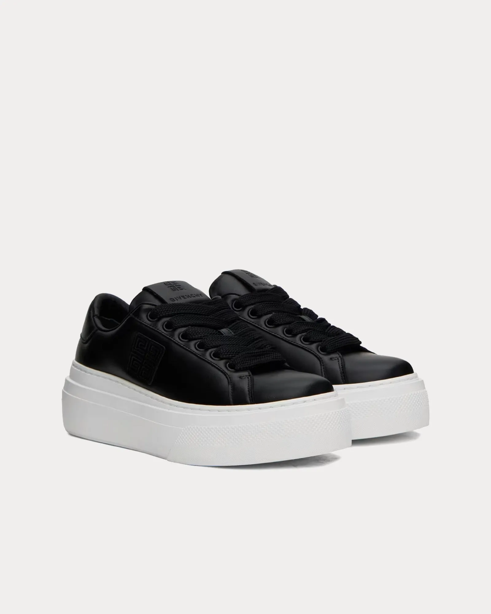 City Platform Leather Black / White Low Top Sneakers