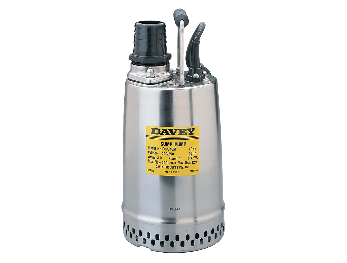 Davey Double Cased Submersible Dewatering Pumps (Max 580LPM / 220kPa)