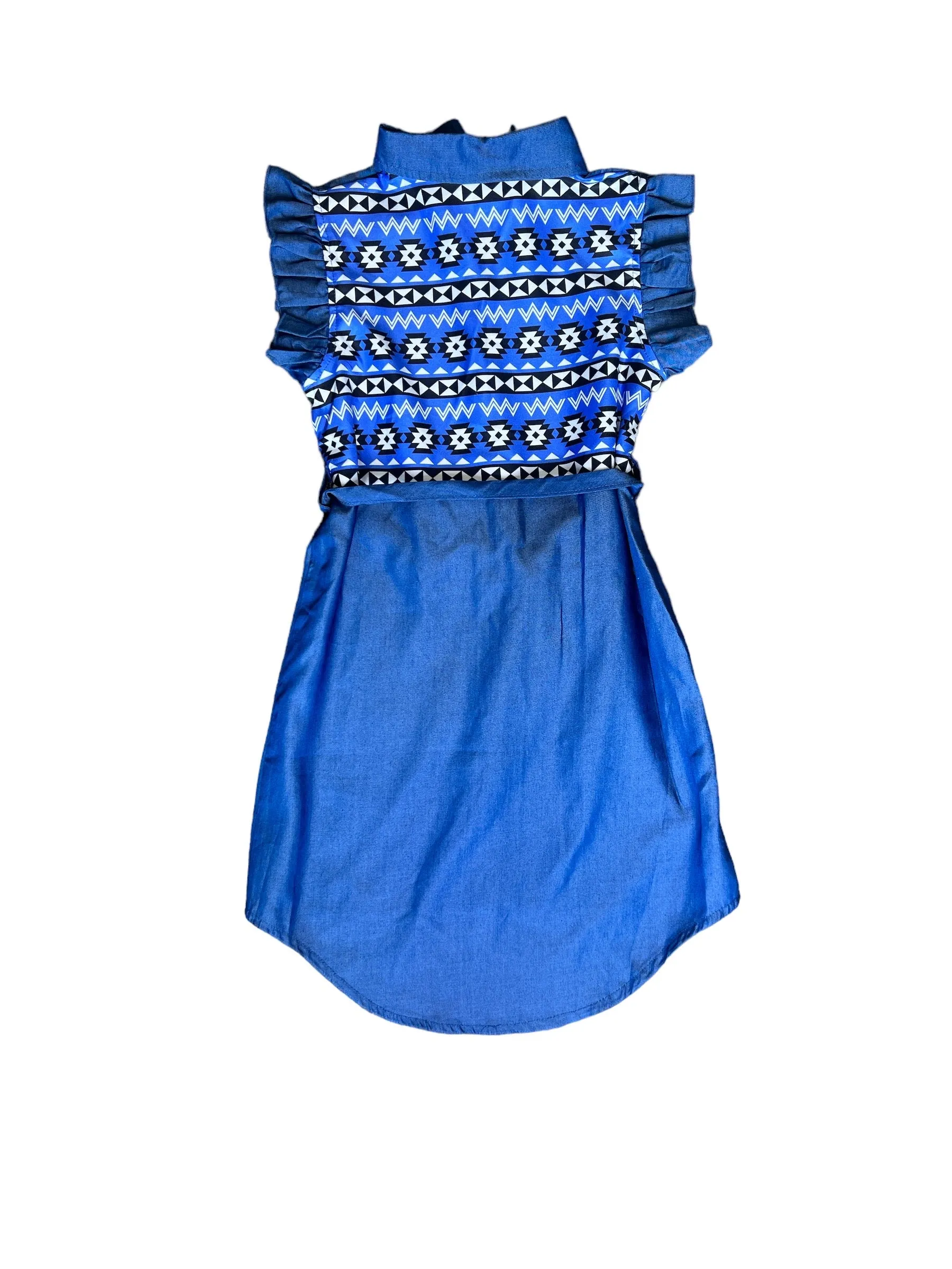 Denim Aztec SS Pearl Snap Dress Toddler (2T-5T)