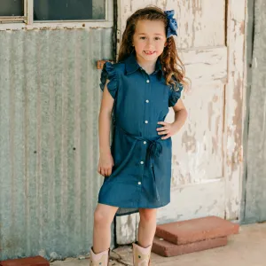 Denim Aztec SS Pearl Snap Dress Toddler (2T-5T)