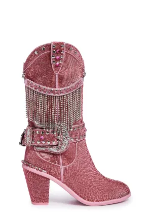 Fringe Sheriff Shine Cowboy Boots - Pink