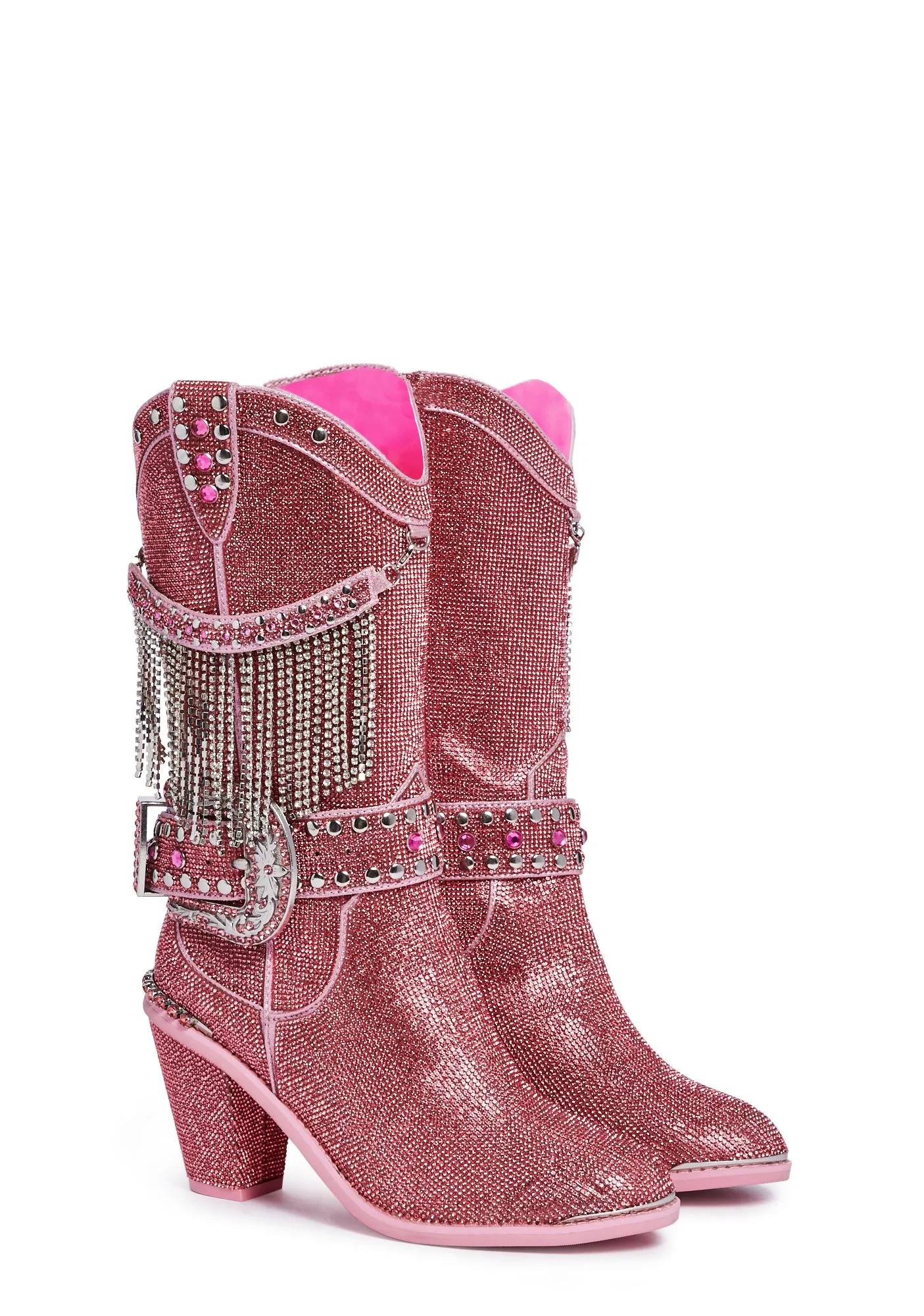 Fringe Sheriff Shine Cowboy Boots - Pink