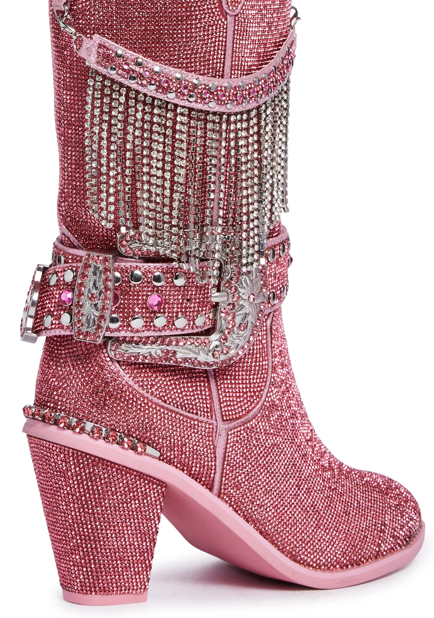 Fringe Sheriff Shine Cowboy Boots - Pink