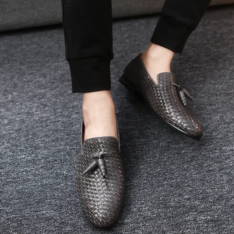 Luxury Tassel Weave Italian Leather Loafers - 3 Colors