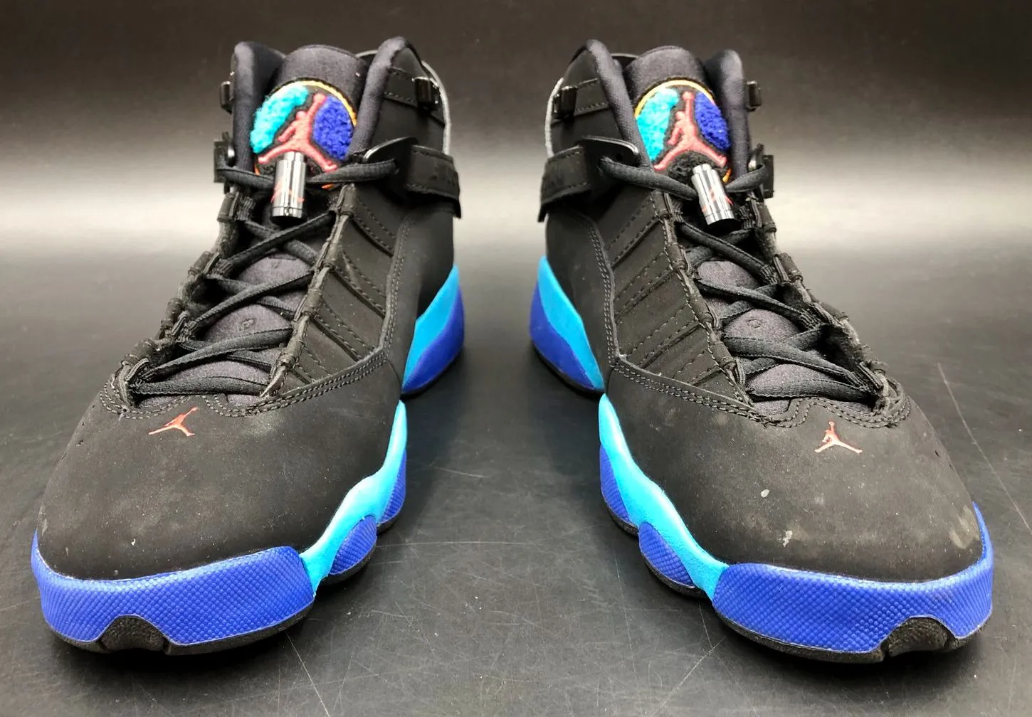 Nike Air Jordan 6 Rings GS 'Aqua' Black/Blue/Teal/Grey Sneakers - Sz 5.5Y ( COA)