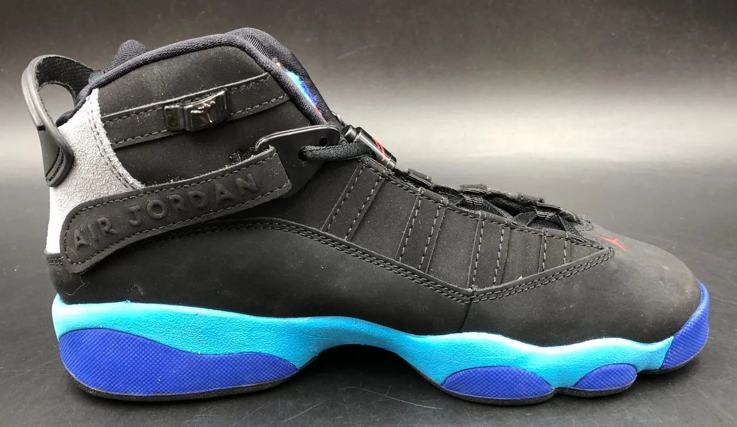 Nike Air Jordan 6 Rings GS 'Aqua' Black/Blue/Teal/Grey Sneakers - Sz 5.5Y ( COA)
