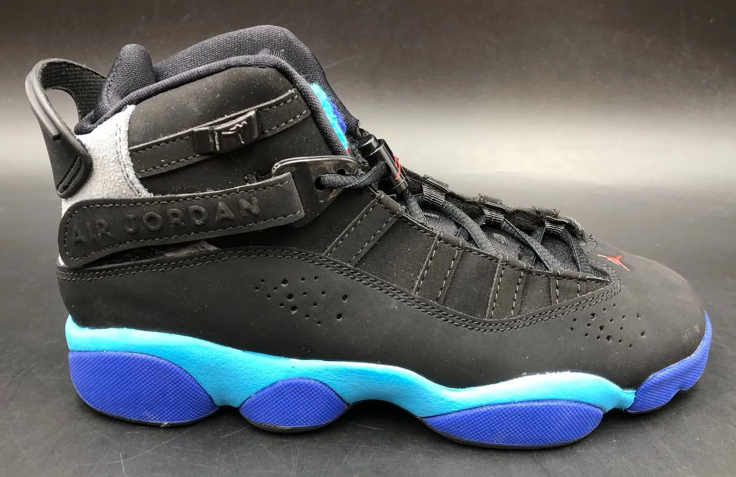 Nike Air Jordan 6 Rings GS 'Aqua' Black/Blue/Teal/Grey Sneakers - Sz 5.5Y ( COA)