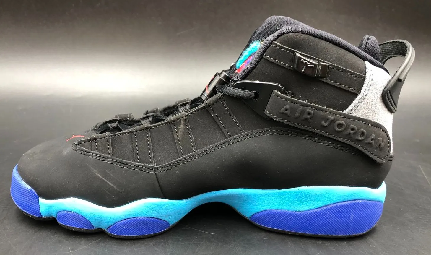 Nike Air Jordan 6 Rings GS 'Aqua' Black/Blue/Teal/Grey Sneakers - Sz 5.5Y ( COA)