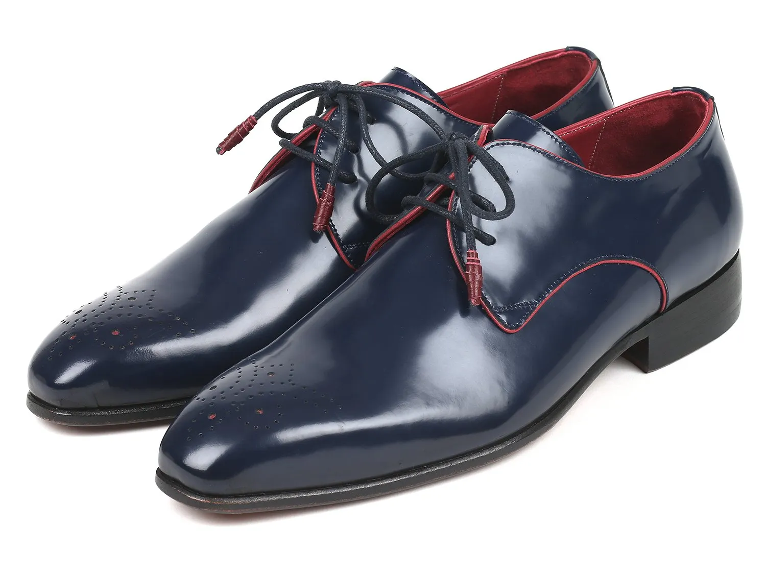 Paul Parkman, Medallion Toe, Navy Derby Shoes