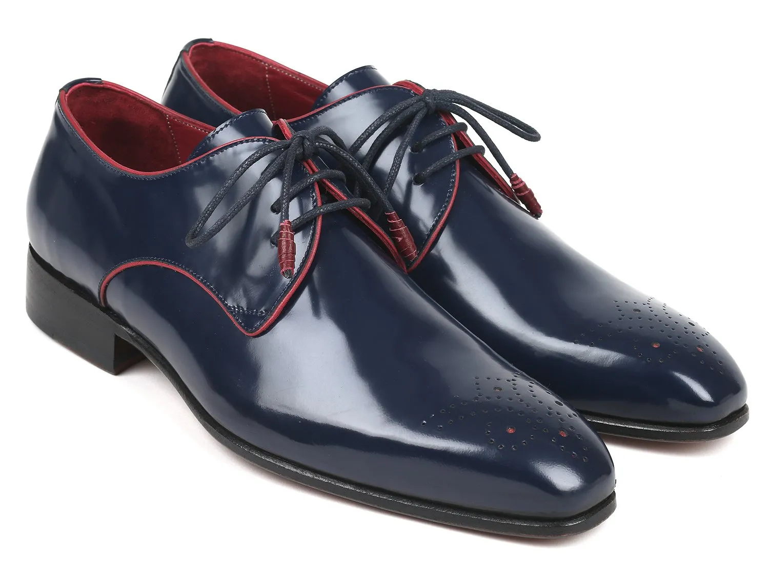 Paul Parkman, Medallion Toe, Navy Derby Shoes