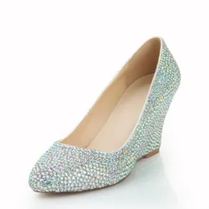 Point Toe  Multicolor Glitter Rhinestone Party Pumps