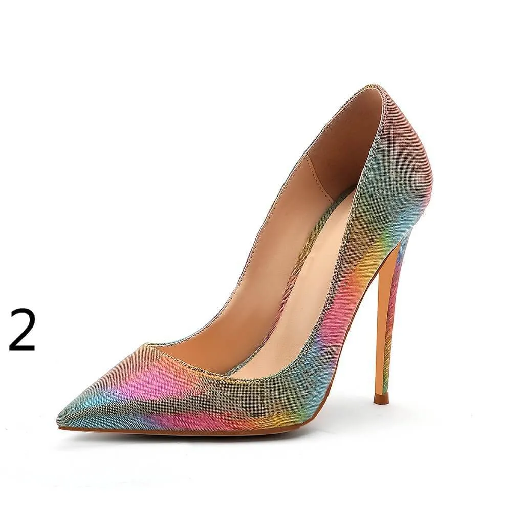 Point Toe Multicolor Microfiber Casual Pumps