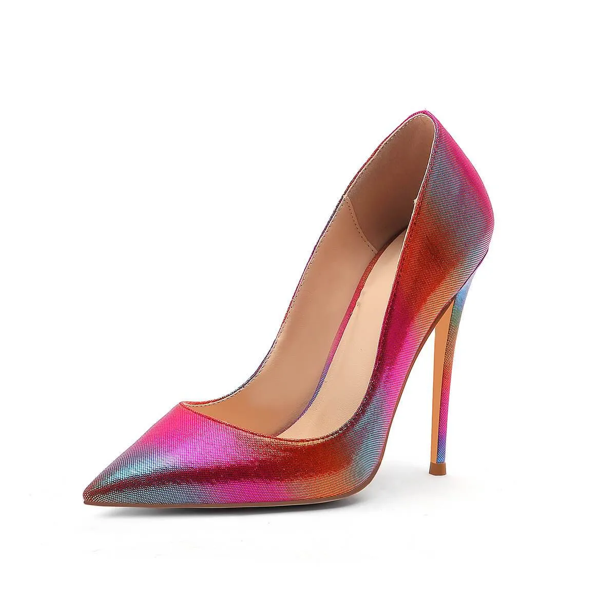 Point Toe Multicolor Microfiber Casual Pumps