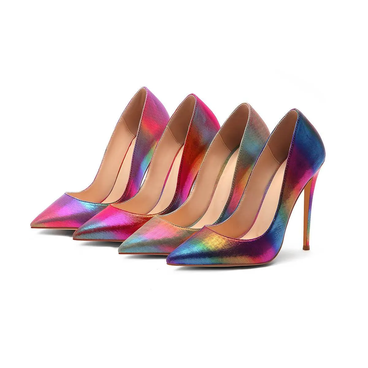 Point Toe Multicolor Microfiber Casual Pumps