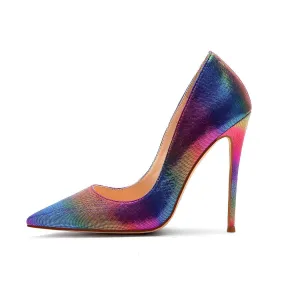 Point Toe Multicolor Microfiber Casual Pumps