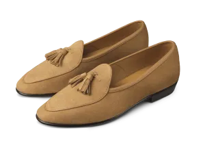 Sagan Classic Tassel Loafers in Sahara Asteria Suede with Leather Sole
