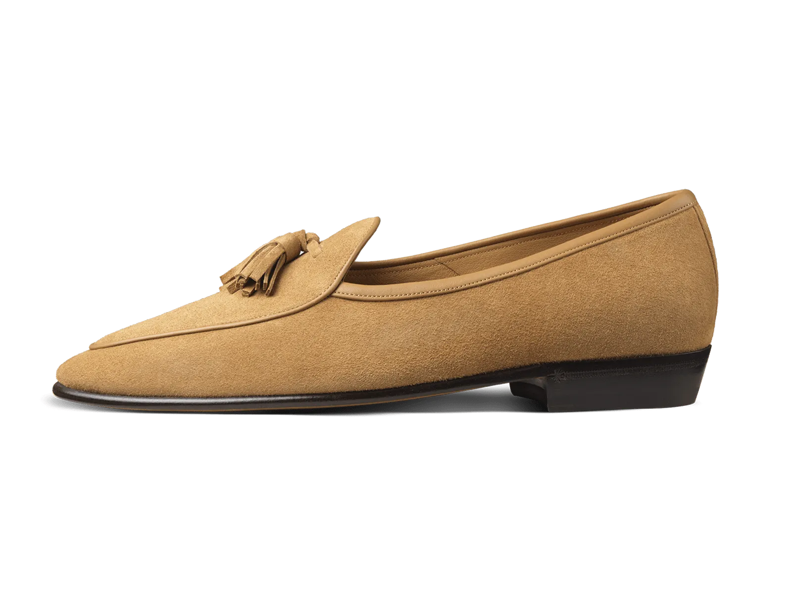 Sagan Classic Tassel Loafers in Sahara Asteria Suede with Leather Sole
