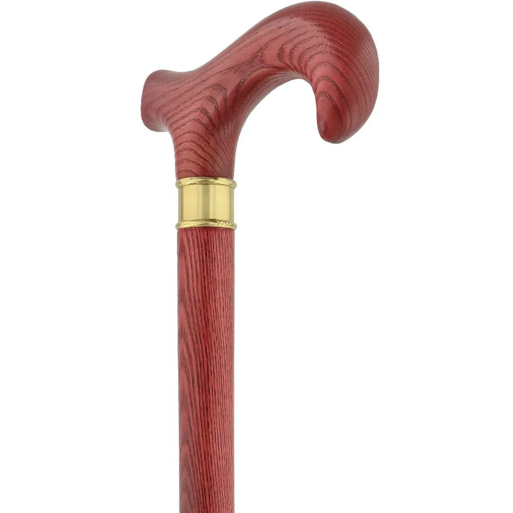 Scratch & Dent - Extra Long, Super Strong Mahogany Derby Walking Cane With Ash Wood Shaft and Brass Collar V1454