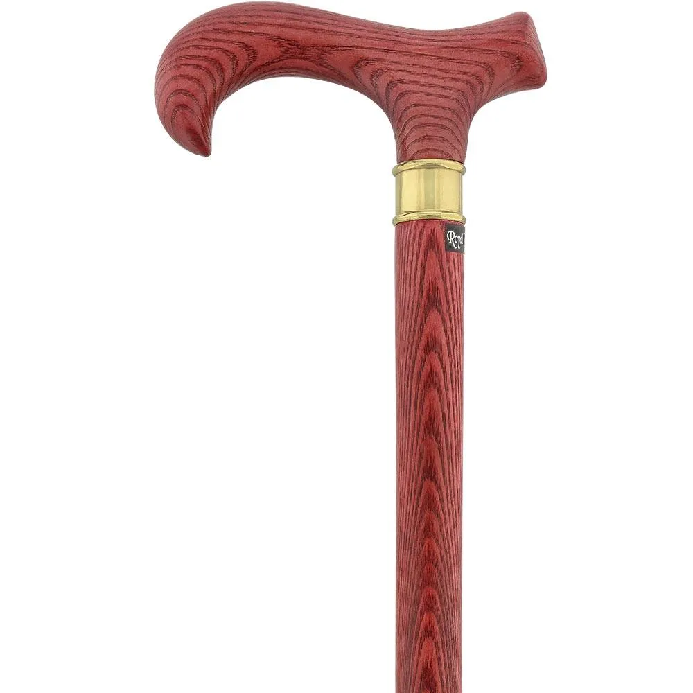 Scratch & Dent - Extra Long, Super Strong Mahogany Derby Walking Cane With Ash Wood Shaft and Brass Collar V1454