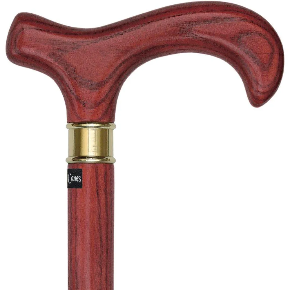 Scratch & Dent - Extra Long, Super Strong Mahogany Derby Walking Cane With Ash Wood Shaft and Brass Collar V1454
