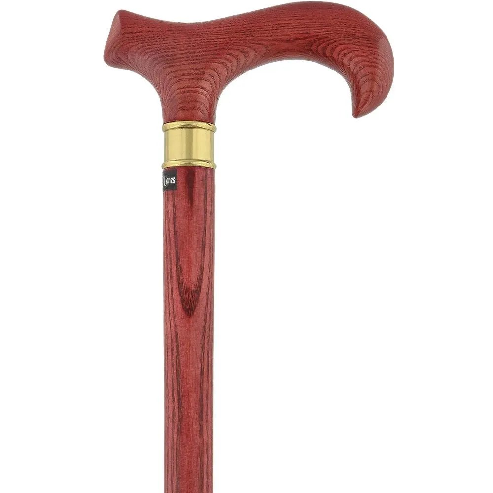 Scratch & Dent - Extra Long, Super Strong Mahogany Derby Walking Cane With Ash Wood Shaft and Brass Collar V1454