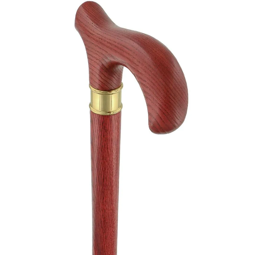 Scratch & Dent - Extra Long, Super Strong Mahogany Derby Walking Cane With Ash Wood Shaft and Brass Collar V1454