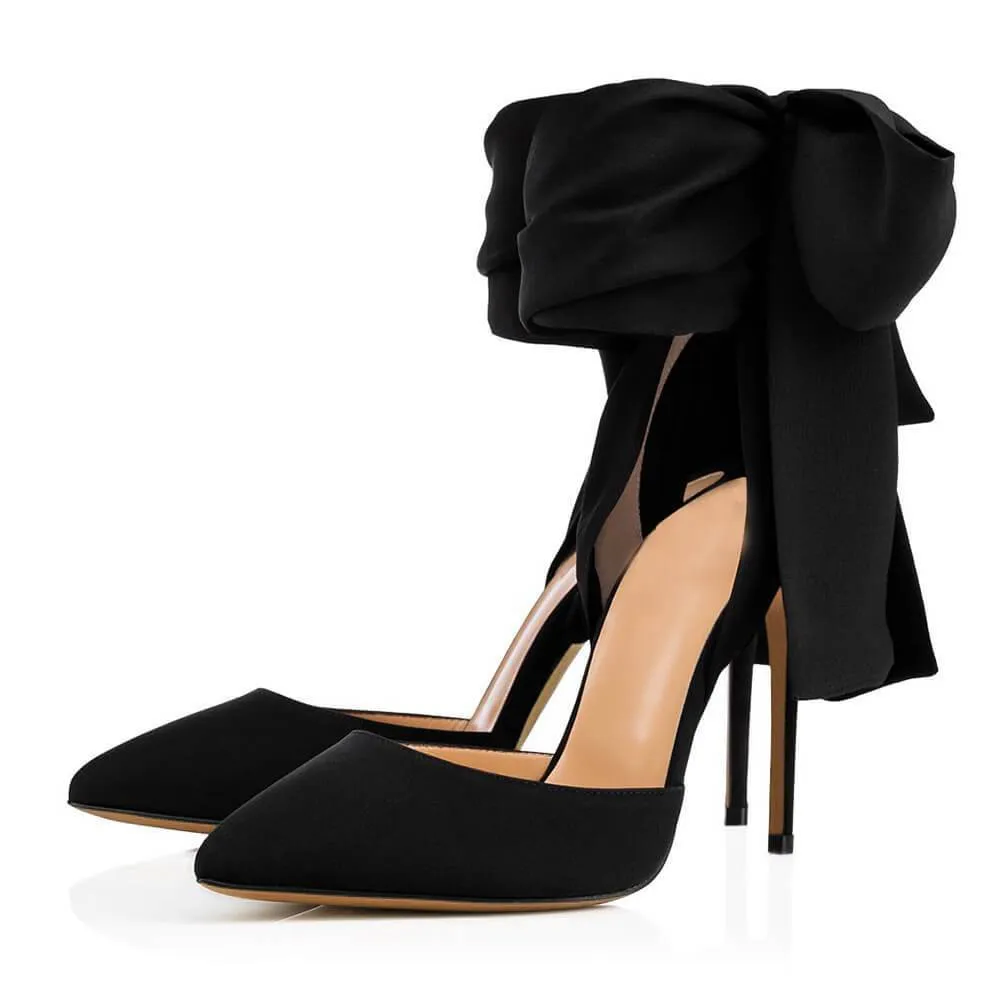Scrub Strap Bow Point Toe Pumps