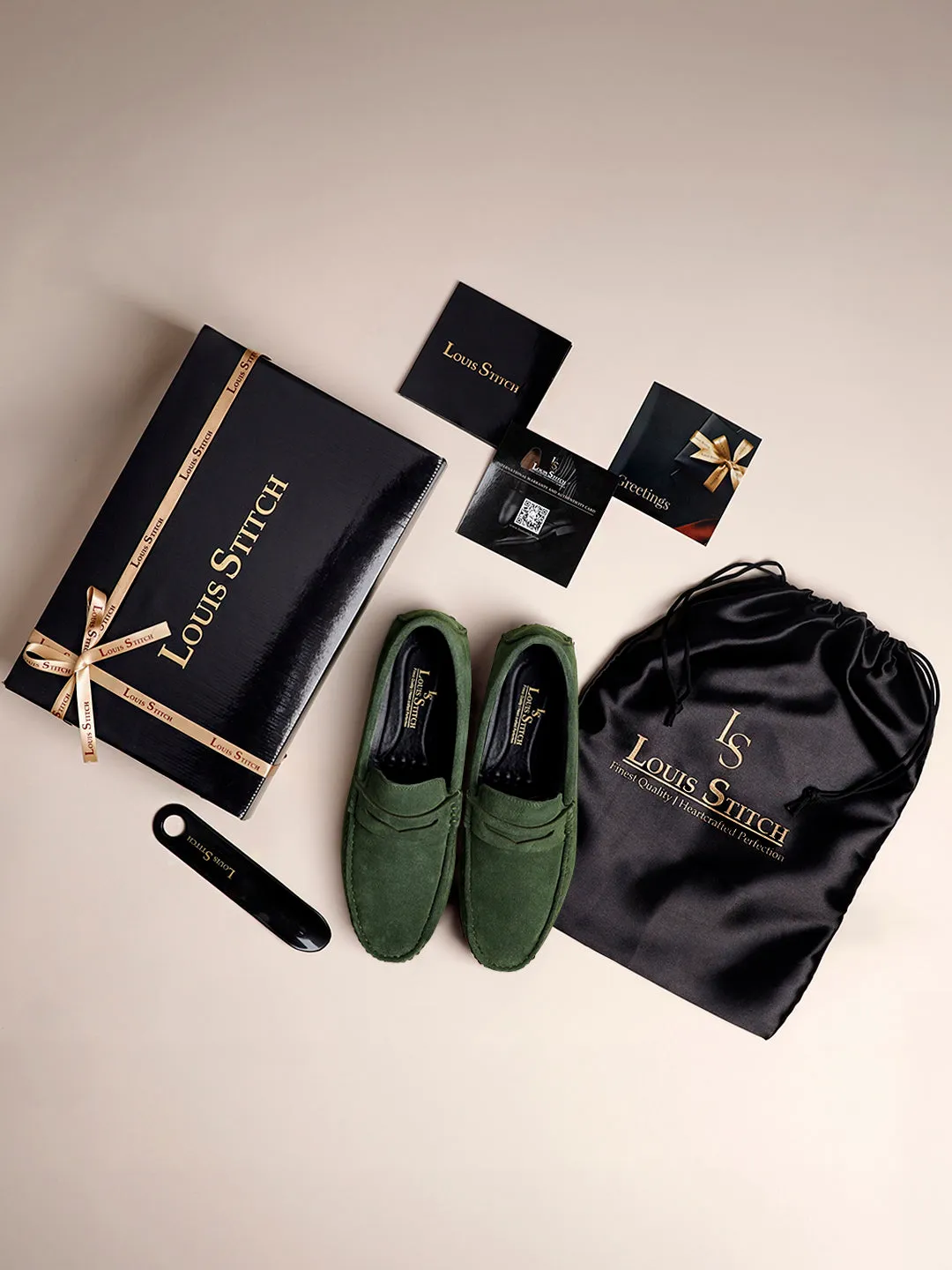 Seaweed Green Handmade Italian Suede Leather Solid Penny Loafers