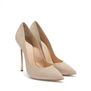 Sexy Leather Sequin Pointed Toe Wedding Pumps