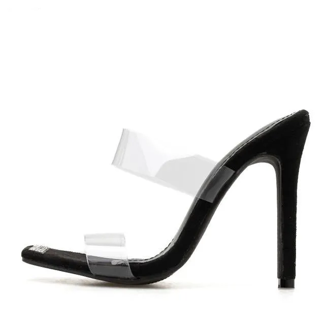 Square clear heels