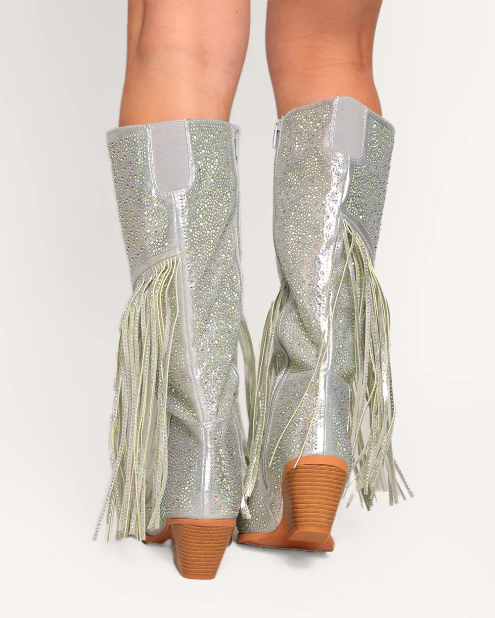 Starry Night Rhinestone Fringe Boots