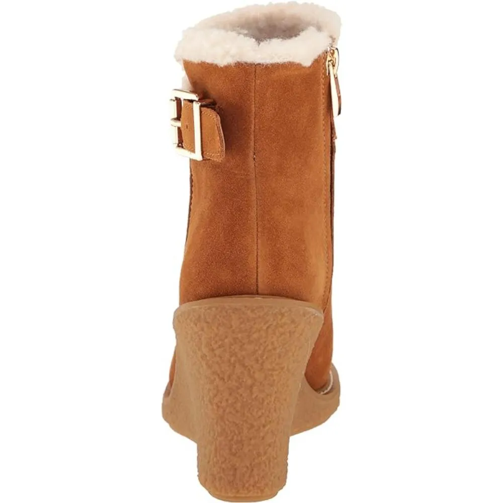 Ulayna Whiskey Tan Suede Franco Sarto Ankle Wedge Boots