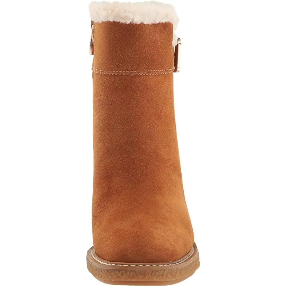 Ulayna Whiskey Tan Suede Franco Sarto Ankle Wedge Boots