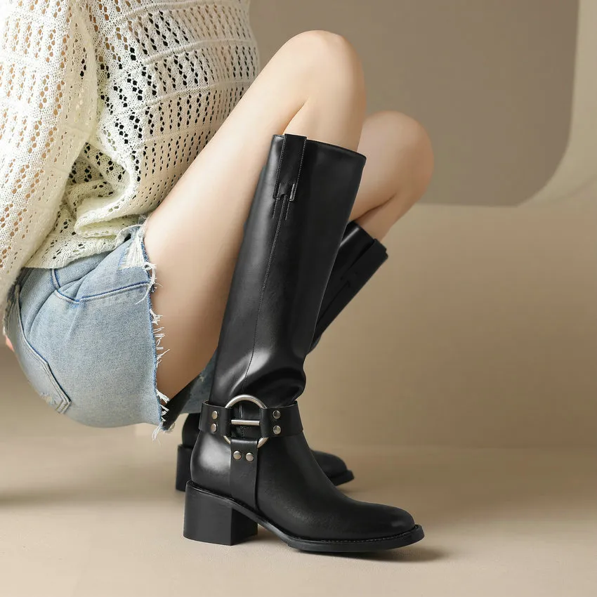 USS Shoes Olei Women's Knee-High Round Toe Western Boots