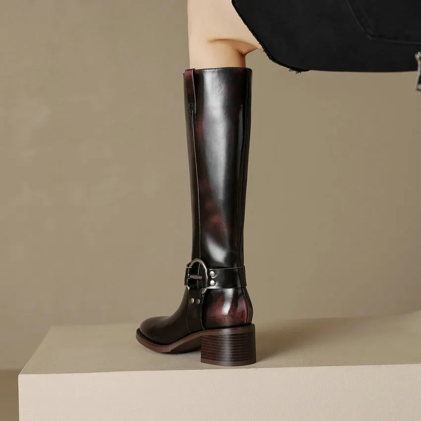 USS Shoes Olei Women's Knee-High Round Toe Western Boots