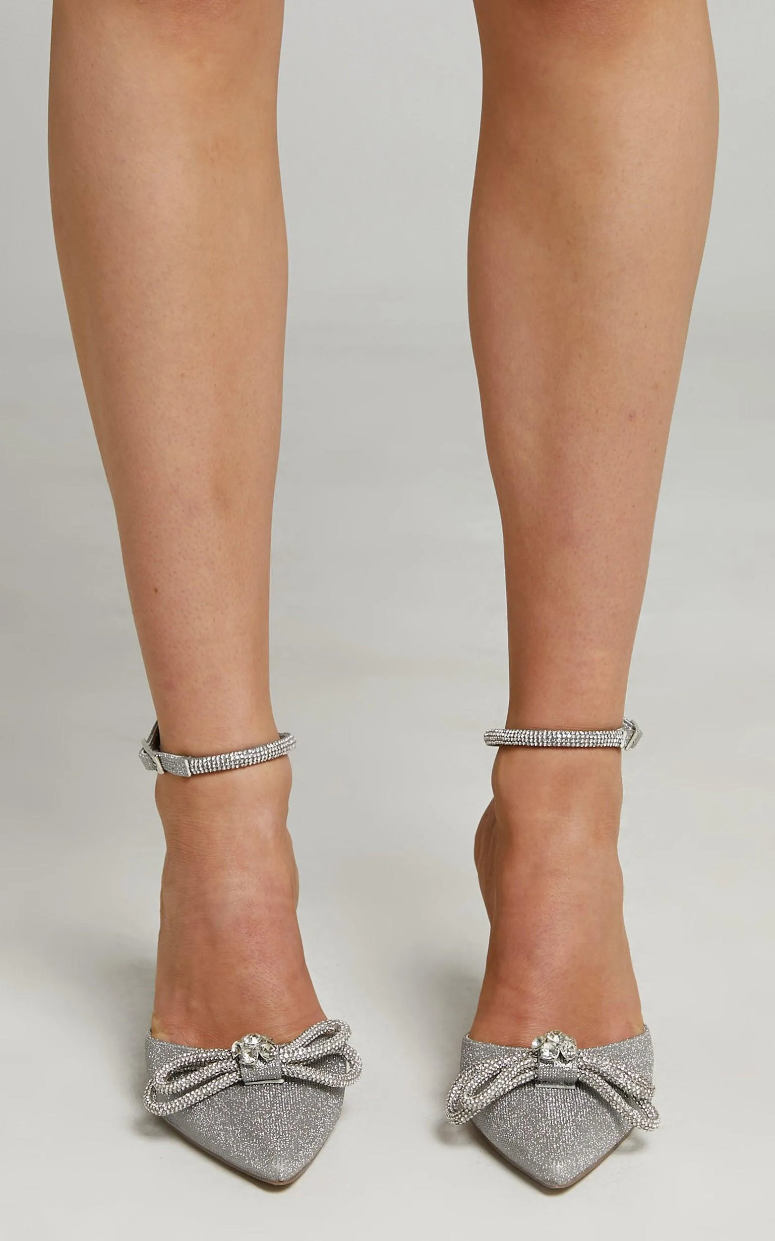 Valery Diamante Heels - Silver Glitter