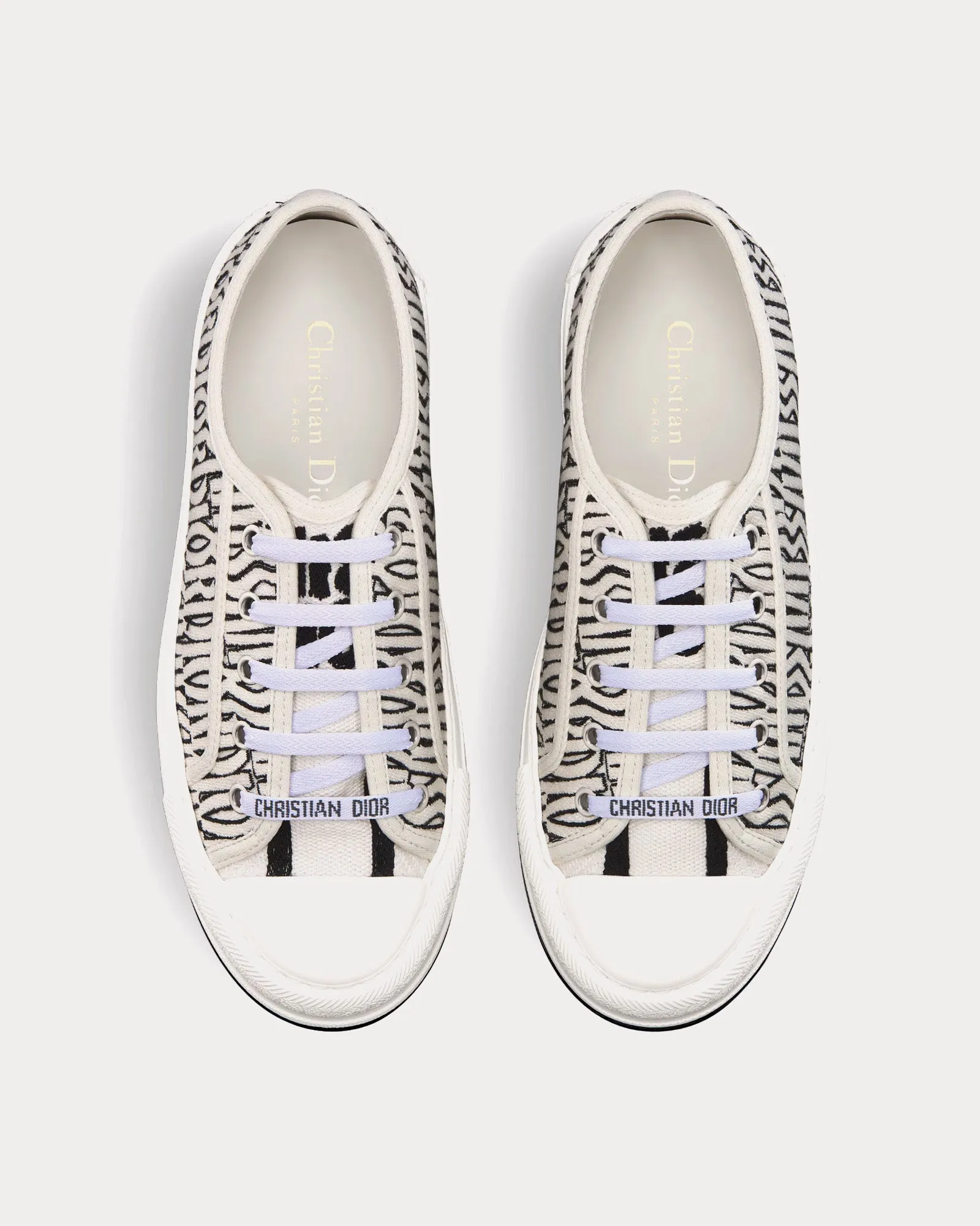 Walk'n'Dior Platform Embroidered Cotton with White and Black Miss Dior Allover Motif Low Top Sneakers